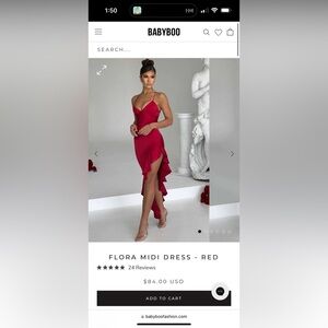 BABYBOO Flora Red Midi Dress (M)